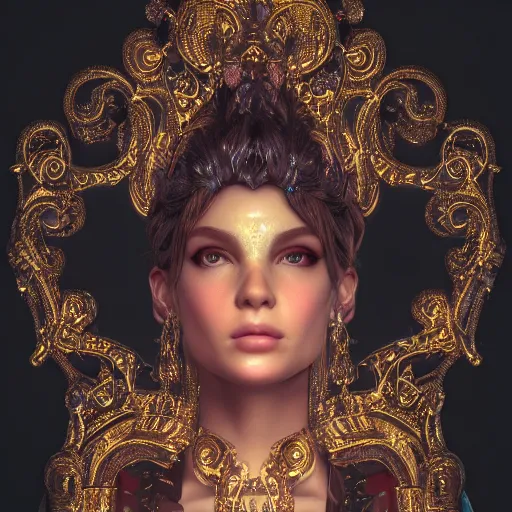 Image similar to portrait of wonderful princess, glowing, ornate and intricate, jaw dropping, dynamic lighting, intricate and detailed, 4 k octane render