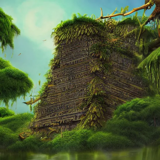 Image similar to Ziggurat in jungles, 8k, detailed, concept art, trending on artstation