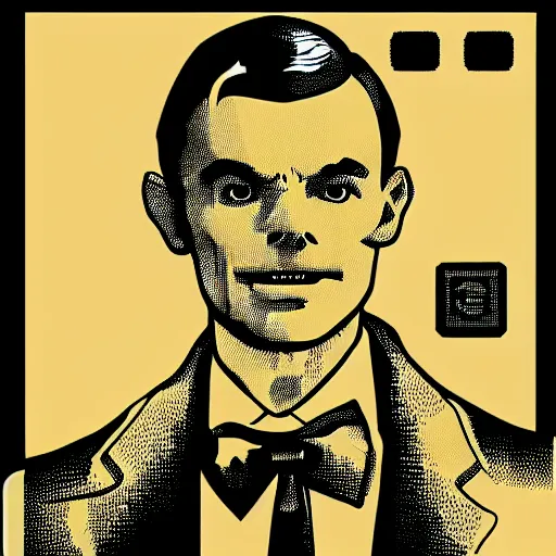 Image similar to die cut sticker individual alan turing silk screen butcher billy style