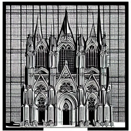 Image similar to Plan view of gothic cathedral, ornate, crosshatching