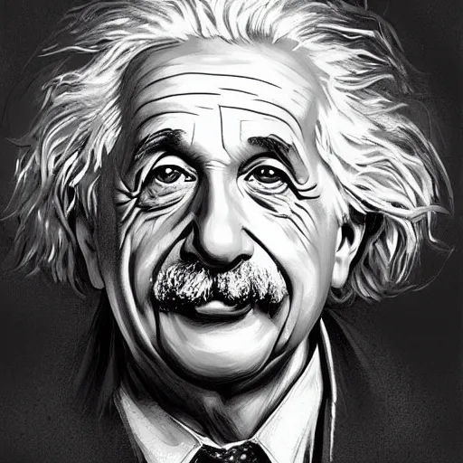 Image similar to portrait of Albert Einstein, Greg Rutkowski, photorealistic