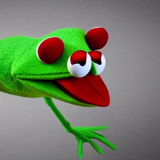 Image similar to kermit the frog after way too many steroids, 4 k