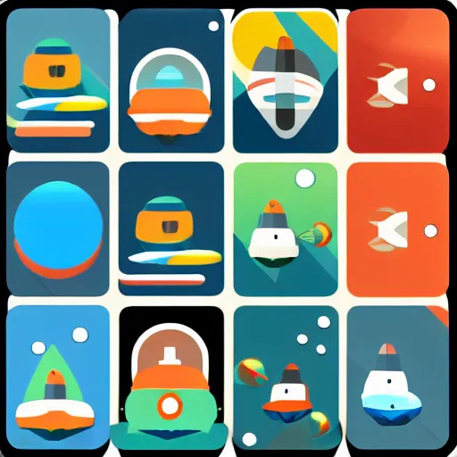 Image similar to submarine as app icon, telegram sticker design, flat design, glossy design, white outline