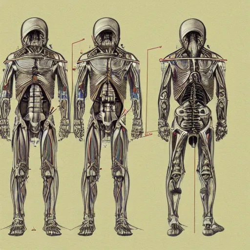 Image similar to anatomy of a astronaut, da vinci notes, ultradetailed, anatomy study, artstation