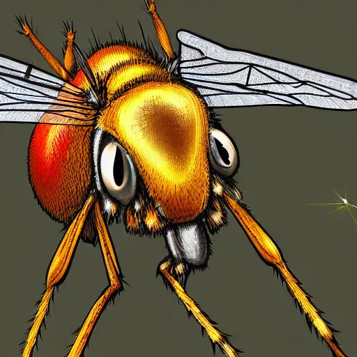 Image similar to digital art of mosquito close up highly detailed