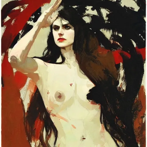 Prompt: alexandra daddario, intricate, elegant, highly detailed, greg manchess, mucha, liepke, ruan jia, jeffrey catherine jones, ridley scott