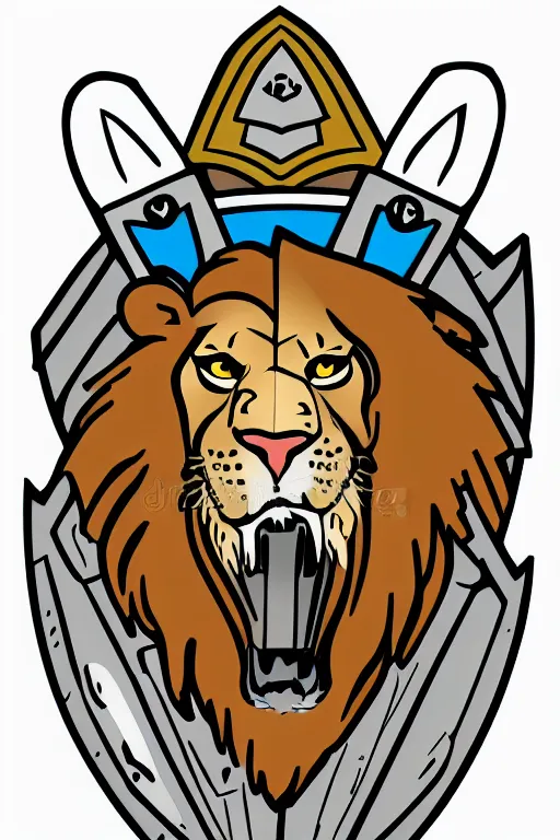 Image similar to Portrait of a lion in a medieval armor, knight, medieval, sticker, colorful, illustration, highly detailed, simple, smooth and clean vector curves, no jagged lines, vector art, smooth