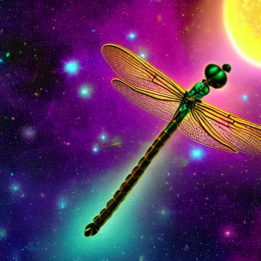 Image similar to a beautiful cosmic dragonfly, dreamy, 4K