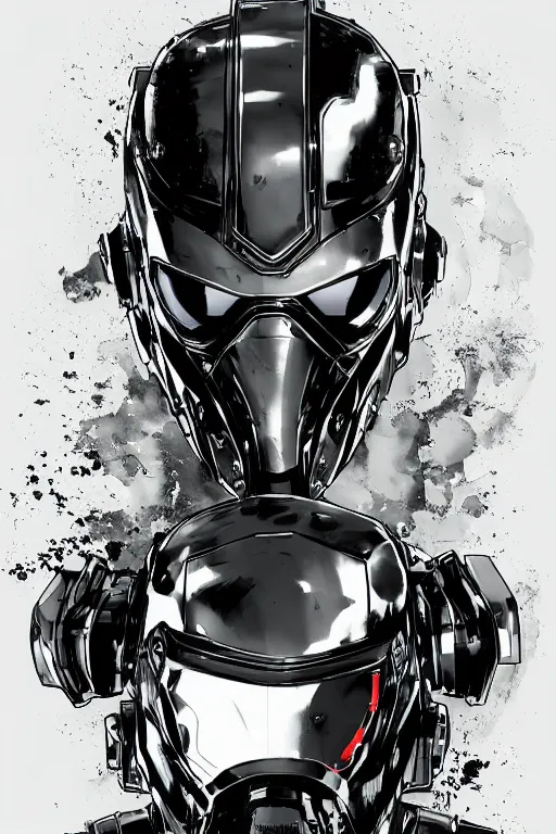 Image similar to cyber cyborg ninja mask helmet metal gear solid artic suit swat commando, global illumination ray tracing hdr fanart arstation by sung choi and eric pfeiffer and gabriel garza and casper konefal, a spectacular view cinematic rays of sunlight comic book illustration, by john kirby