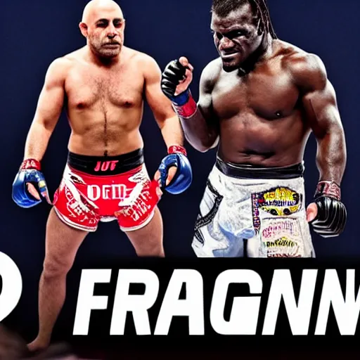 Image similar to Joe Rogan fighting versus Francis Ngannou