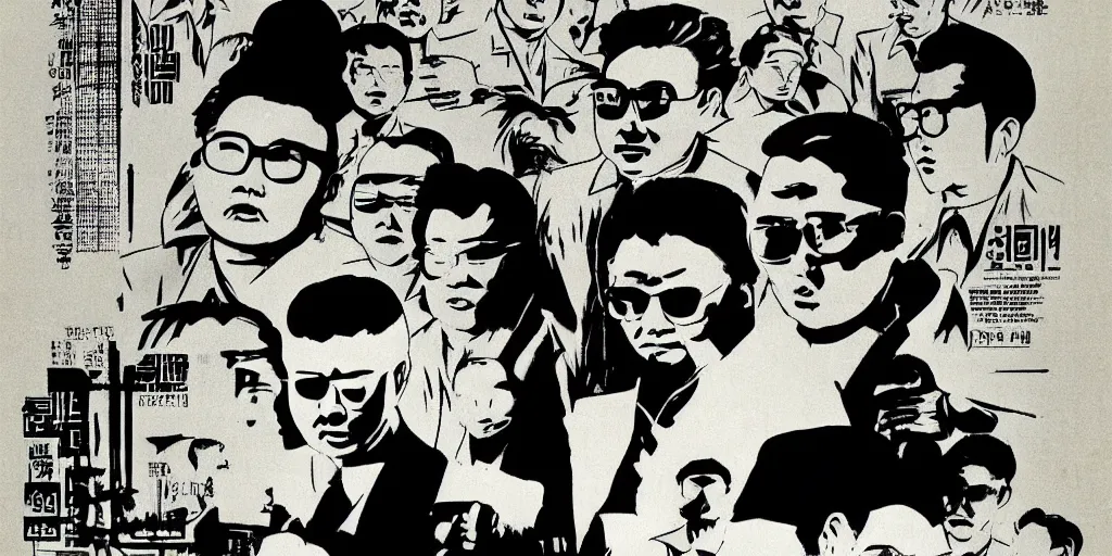 Image similar to kim jong - il silhouette, 1 9 6 0 s pyongyang, film noir in the style of ghost in the shell by mamoru oshii