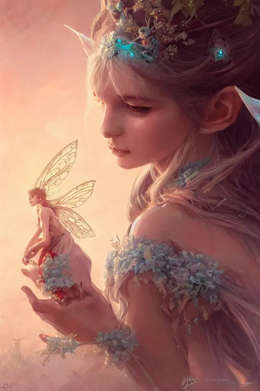 Image similar to fairy princess, highly detailed, d & d, fantasy, highly detailed, digital painting, trending on artstation, concept art, sharp focus, illustration, art by artgerm and greg rutkowski and fuji choko and viktoria gavrilenko and hoang lap