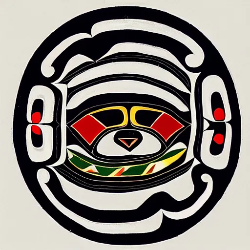 Prompt: wolf. pacific northwest coast, haida gwaii, formline native art, tribal art, haida, clean, symmetrical