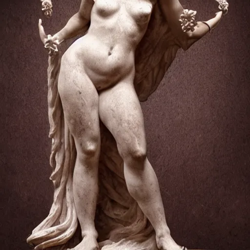 Image similar to sculpture of persephone, goddess of the underworld, made by michelangelo, art station, concept art