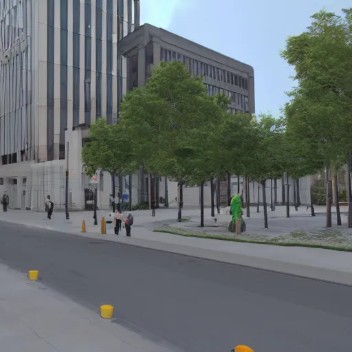 Image similar to render of google street view downtown Winnipeg, Highly Detailed, Unreal engine 5, HD, 8k, GTX 3090