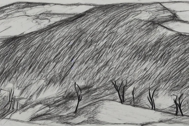 Image similar to abstract landscape pencil drawing art of meercat family towering over tiny xhosa villages. award winning abstract surrealism by william kentridge and escher.