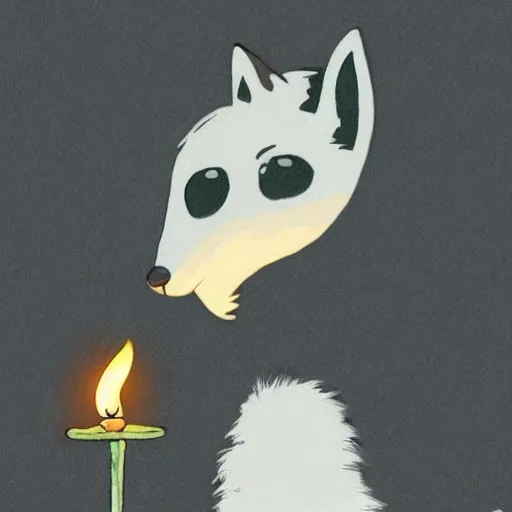 Image similar to a fox with candle head by studio ghibli