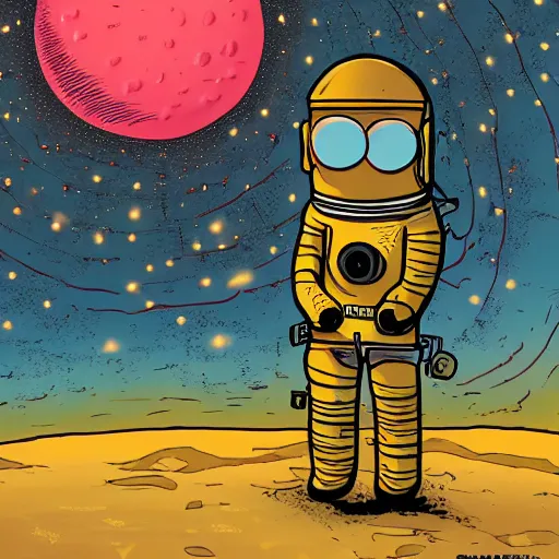 Sad Astronaut Sitting On Planet Alone Stock Illustration 1650991813