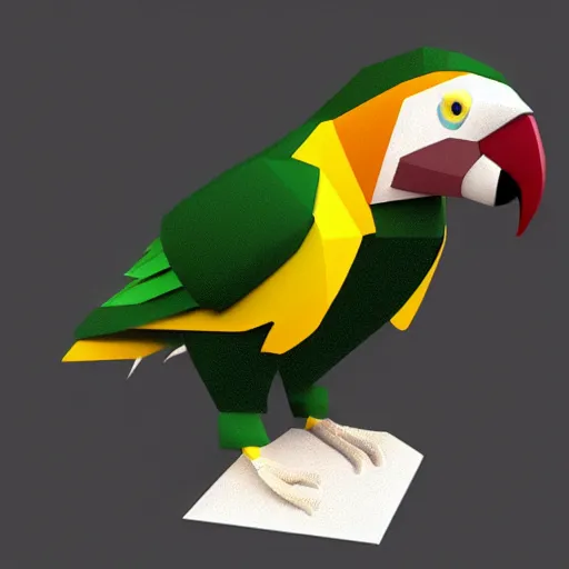 Prompt: a low - poly model of a parrot,