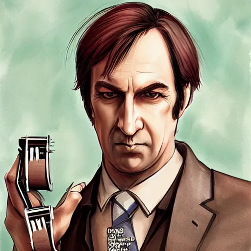 Image similar to saul goodman in the style of anna dittman and ross tran and charles dulac