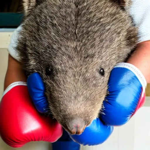 Prompt: a wombat wearing boxing gloves