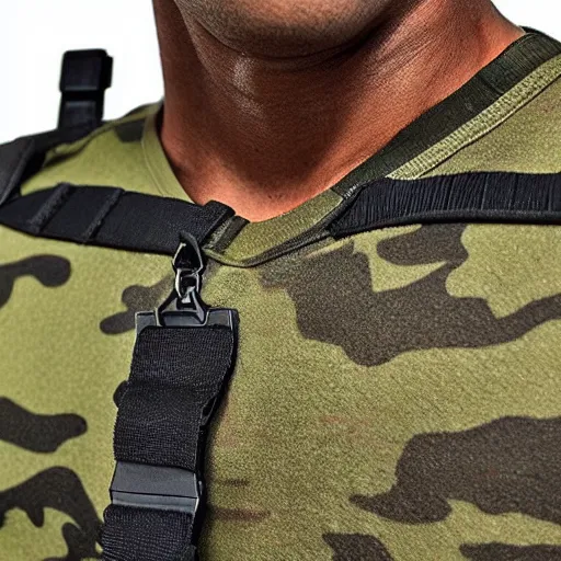 Prompt: tactical bra for military use, camo, detailed