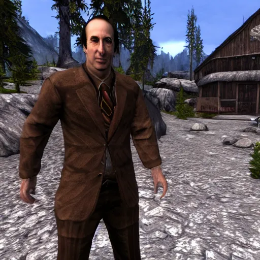 Image similar to Video game screenshot of Saul Goodman in skyrim