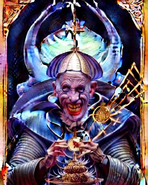 Image similar to the pope tarot card, fantasy character portrait made of fractals, ultra realistic, wide angle, intricate details, the fifth element artifacts, highly detailed by peter mohrbacher, hajime sorayama, wayne barlowe, boris vallejo, aaron horkey, gaston bussiere, craig mullins