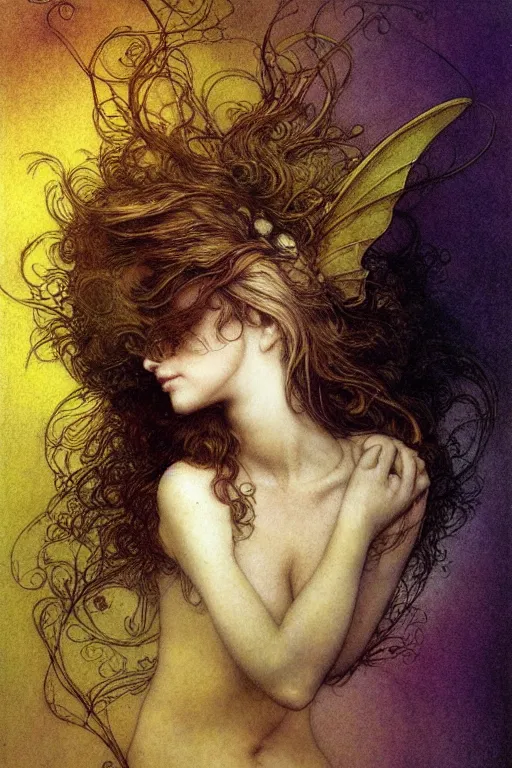 Image similar to headshot portrait of a beautiful faerie, golden ratio, detailed, rainbowshift, by jean - baptiste monge, maxfield parrish, john william waterhouse, brian froud