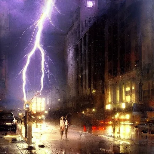 Prompt: lightning storm lightning all over the place bolts of lighting everywhere, realistic, ultrahd, jeremy mann painting