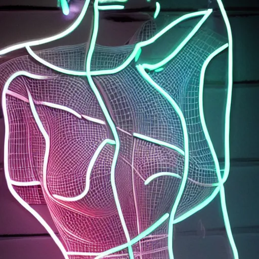 Image similar to 3 d neon art of a womens body, hyper - detailed