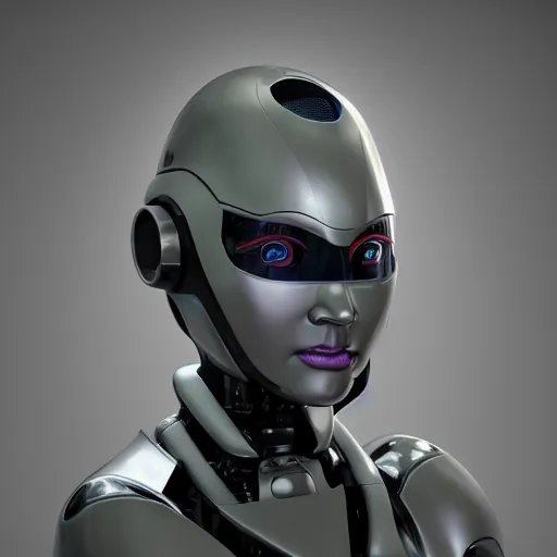 Image similar to an amazing robot-helmet, robotic head-bust portrait, of a sci-fi, human robot hybrid with weaponized systems built into the 3d helmet, cgi, zbrush, blender, octane render