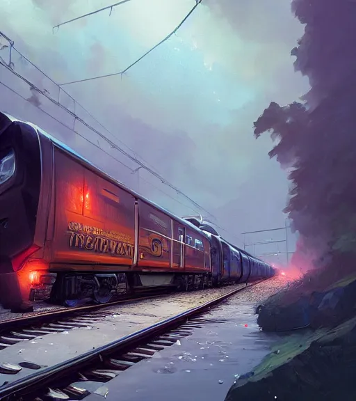 Image similar to highly detailed train in gta v, stephen bliss, unreal engine, fantasy art by greg rutkowski, loish, rhads, ferdinand knab, makoto shinkai and lois van baarle, ilya kuvshinov, rossdraws, tom bagshaw, global illumination, radiant light, detailed and intricate environment