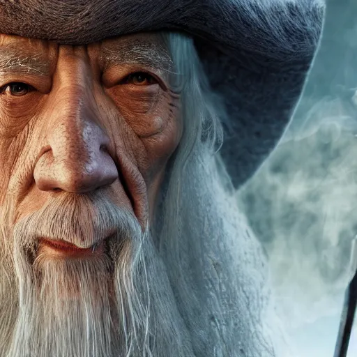 Prompt: gandalf attacks bikini bottom, high detail shot, smoking, render, cgsociety, photorealism