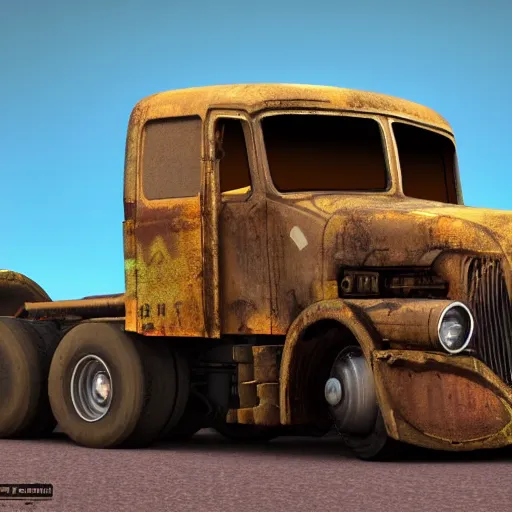 Image similar to semitruck ratrod, cgsociety