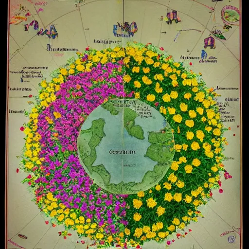 Image similar to Map of Earth made of flowers,