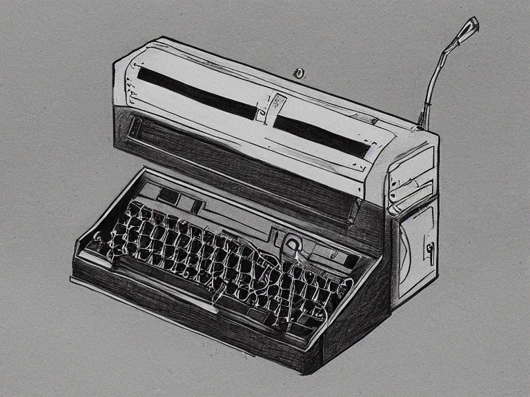 Image similar to a pencil drawing of a vintage compute. by pen tacular