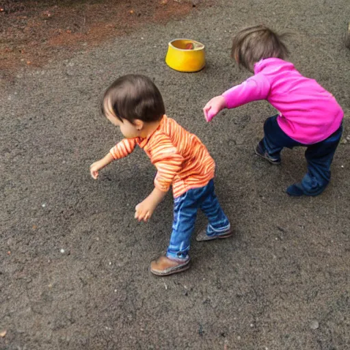 Image similar to toddlers playing in lava