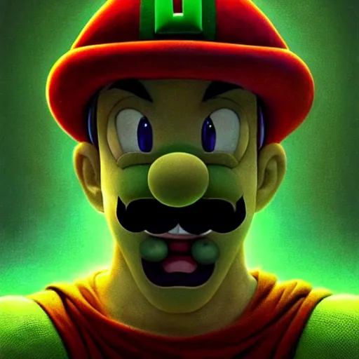 Prompt: uhd photorealistic shia lebeuouf dressed as luigi. cinematic lighting, in the style of akira toriyama, beksisnski, amano and karol bak, fantasy, hyperdetailed.