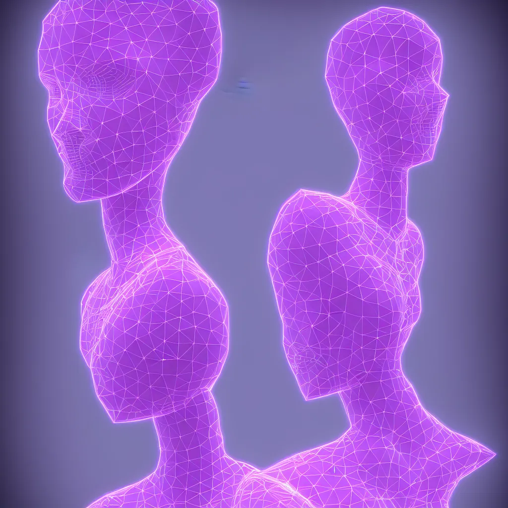 Image similar to beautiful mannequin sculpted out of amethyst by billelis + lit with 3 d geometric neon + facing a doorway opening with neon pink geometric fractal light + flowering hosta plants!!!, moon in background!, rule of thirds, clean linework, dramatic, award winning, 4 k, trending on artstation, photorealistic, volumetric lighting, octane render