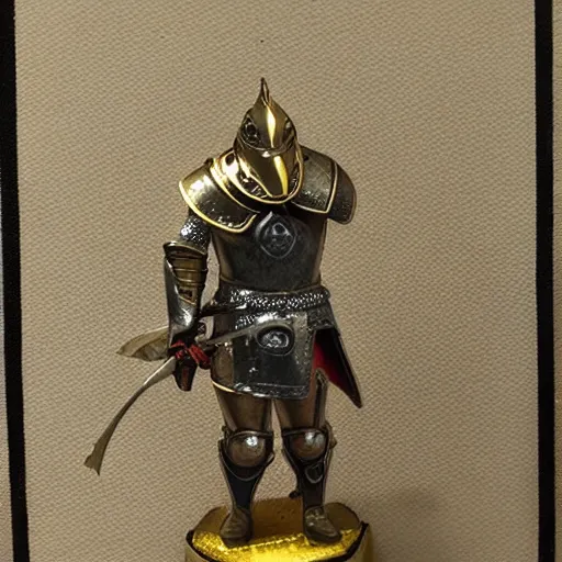 Prompt: knight with gold outlining armor