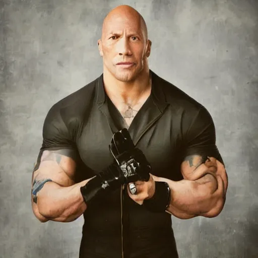 Prompt: dwayne johnson at album music cover