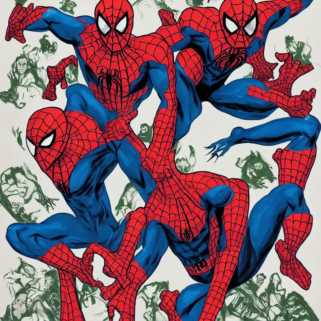 Image similar to gouache on paper glued on the amazing spider - man comic