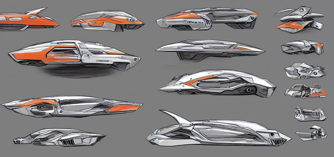 Prompt: Retro Futuristic Vehicles Concept Art