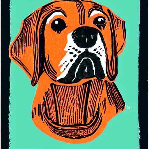 Image similar to dog linocut print by Julie de Graag