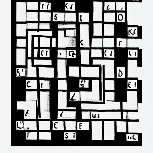 Prompt: crossword puzzle painted by picasso, black and white, geometric, high - quality digital art, sharp focus, masterpiece