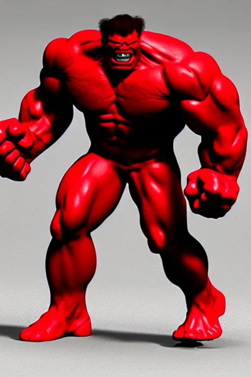 Prompt: 3d print of red hulk, cinematic, photograph