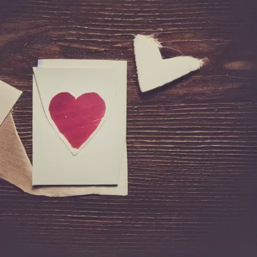 Image similar to instant photograph of love letters on a dark wood table, polaroid, raw, light leak, nostalgic, beautiful