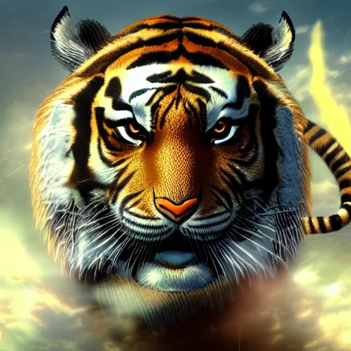 Image similar to a tiger in the style of the video game the lord of the rings online