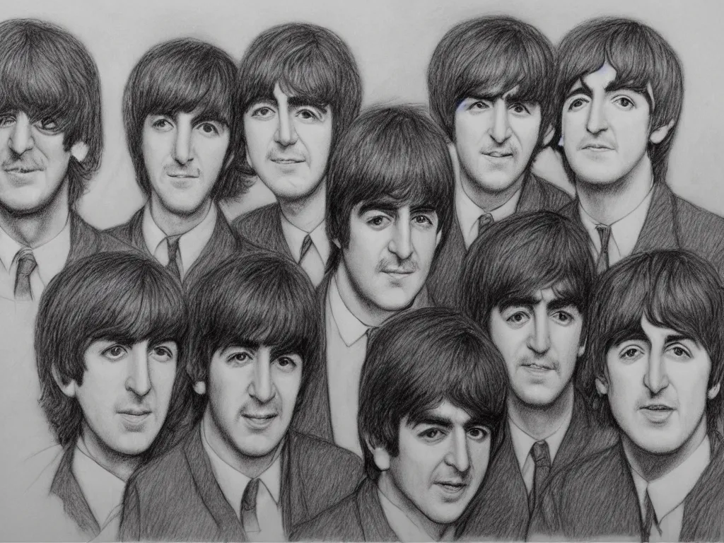 Image similar to the beatles pencil sketch,